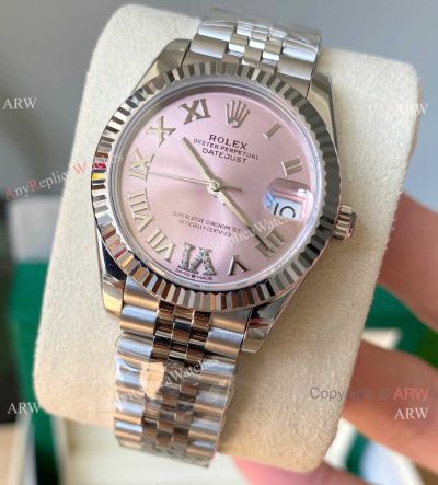 Swiss Copy Rolex 31mm Datejust Pink Face w-VI Diamond Jubilee Bracelet